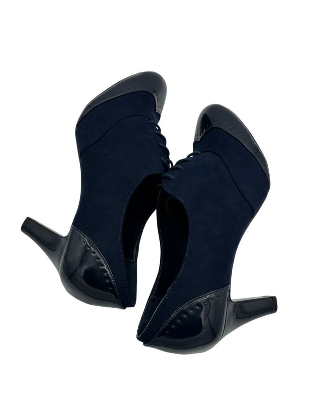Giani Bernini Heels Womens Size 11 Lace-Up Oxfords Navy Suede Patent Leather - Picture 10 of 15
